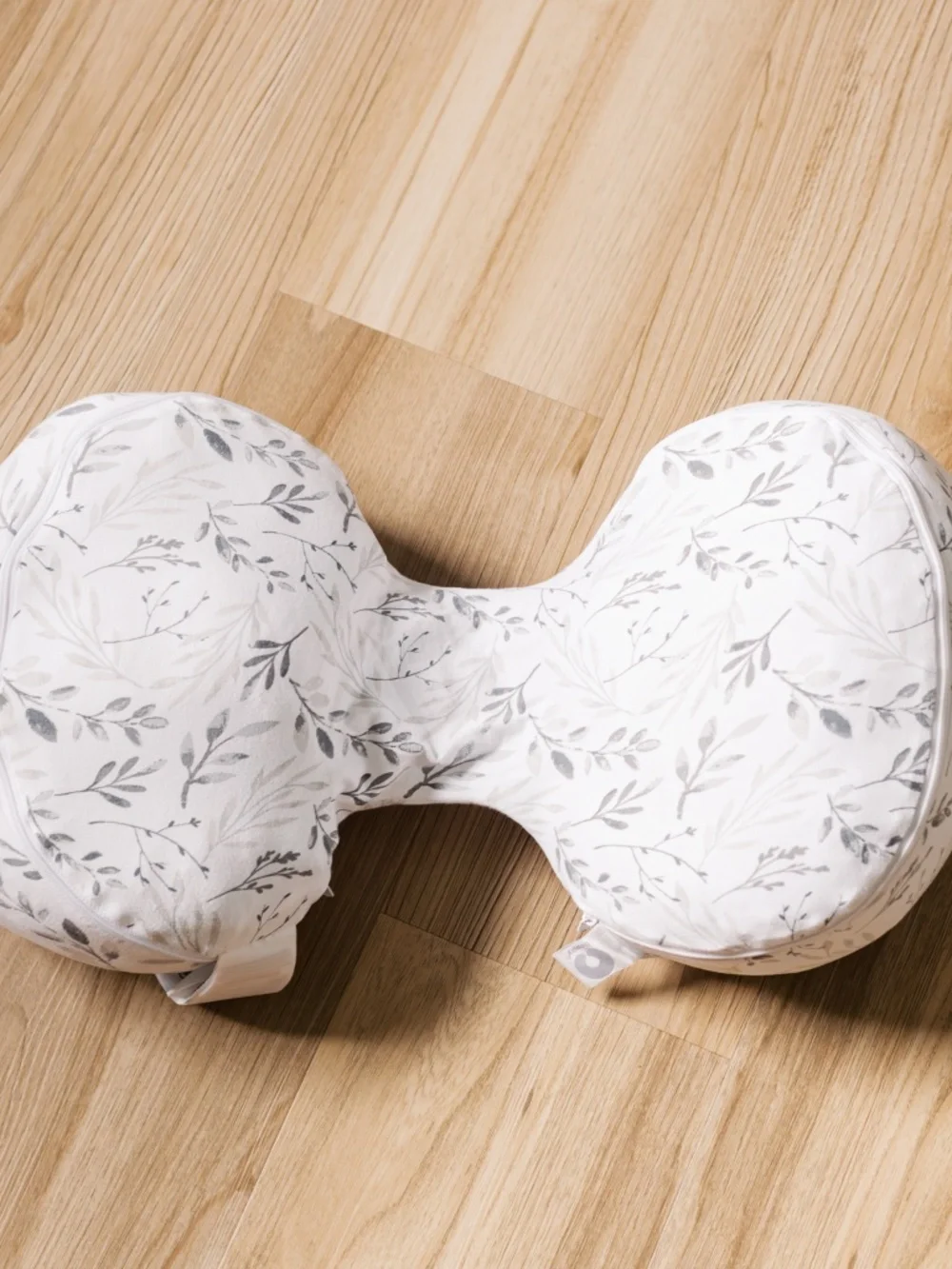 Boppy Side Sleeper Pregnancy Maternity Pillow Jersey Leaf Print Grey White